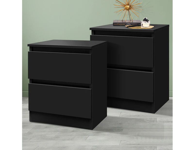 ALFORDSON 2x Bedside Table Black