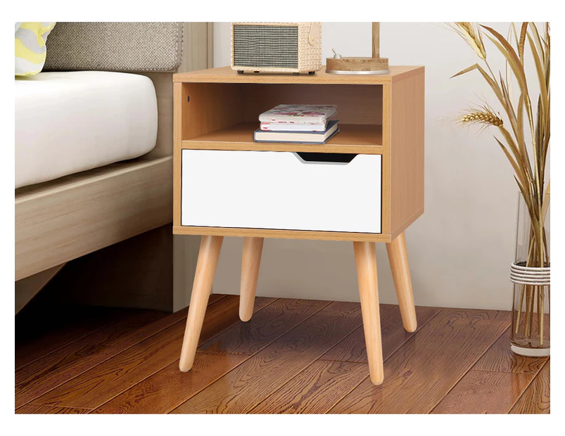 ALFORDSON Bedside Table Nightstand Side Storage Cabinet Scandinavian White