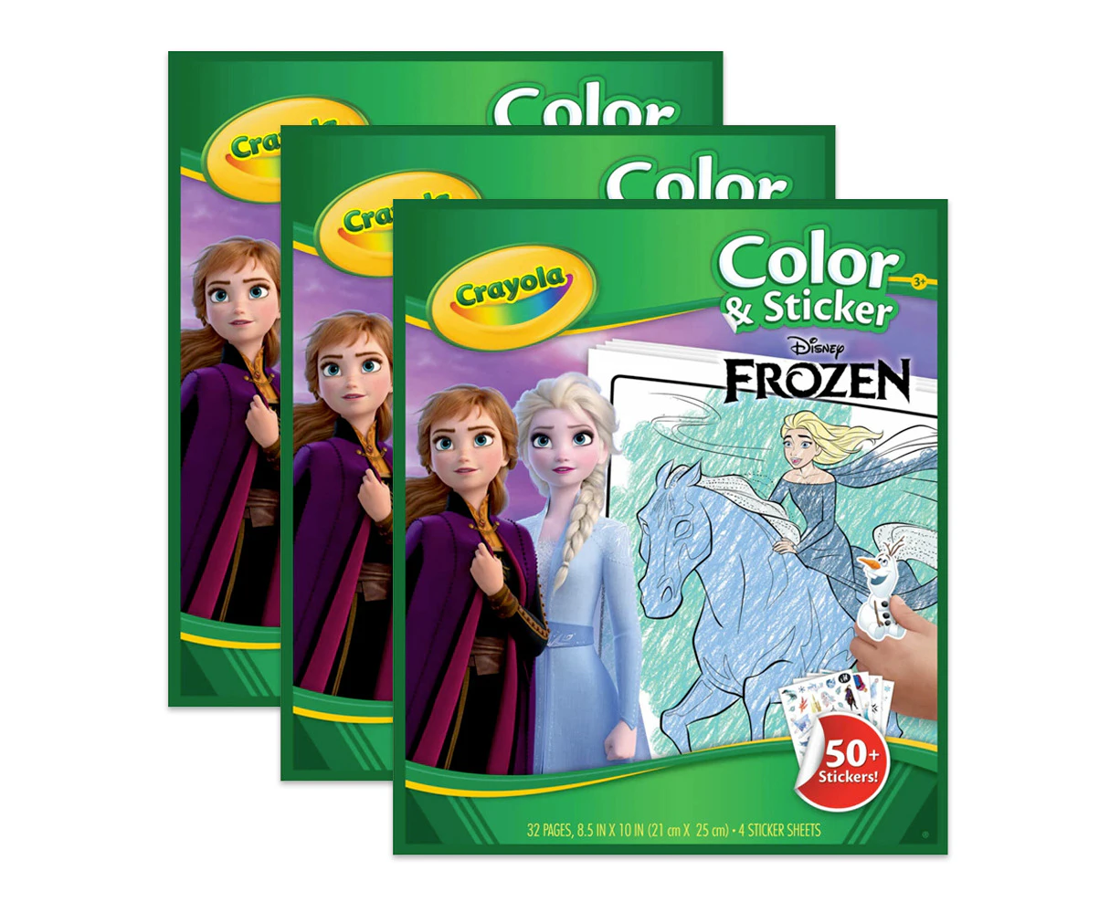 3x Crayola 32pg Colour/Sticker Book Disney Frozen Kids/Children Activity Book 3+