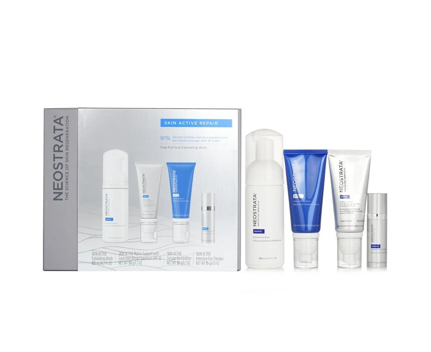 Neostrata Skin Active Repair Kit: Exfoliating Wash + Matrix Support + Cellular Restoration + Intensive Eye Therapy 4pcs