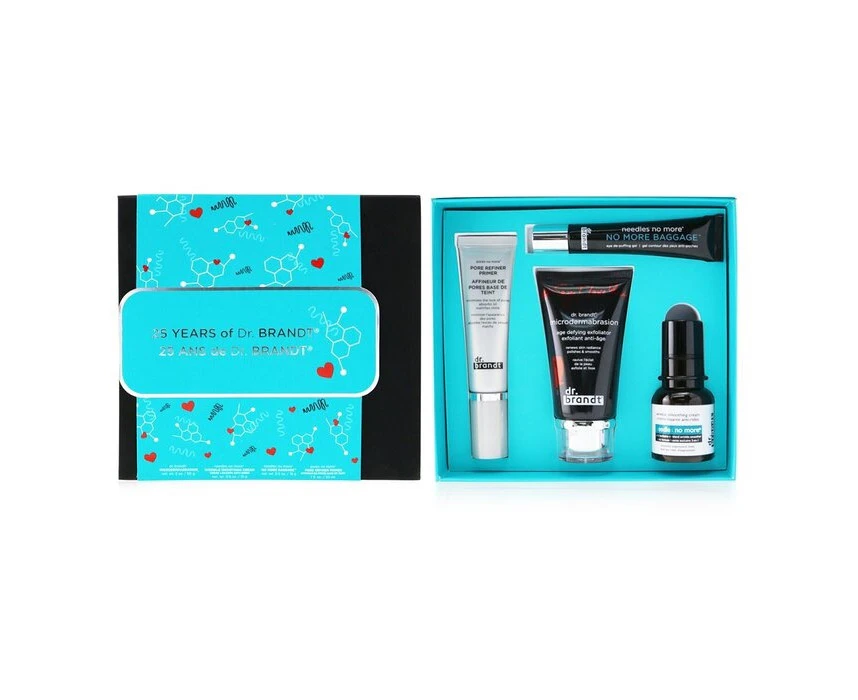 Dr. Brandt 25 Years Of Dr. Brandt Kit: Microdermabrasion 60g+ Wrinkle Smoothing Cream 15g+ Pore Refiner Primer 30ml+ No More Baggage 15g 4pcs