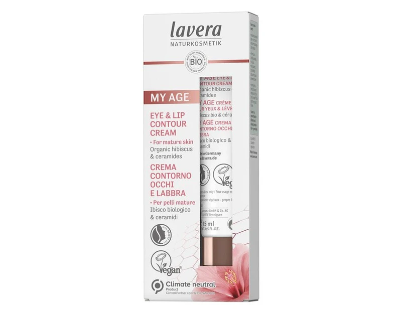 Lavera My Age Eye & Lip Contour Cream With Organic Hibiscus & Ceramides  For Mature Skin 15ml/0.5oz