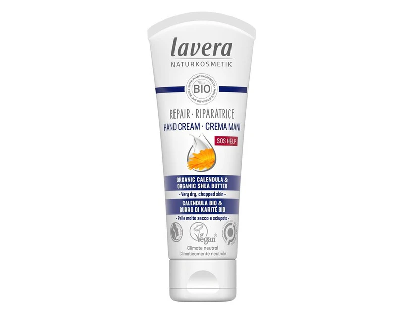 Lavera SOS Help Repar Hand Cream With Organic Celendula & Organic Shea Butter  For Very Dry, Chapped Skin 75ml/2.6oz