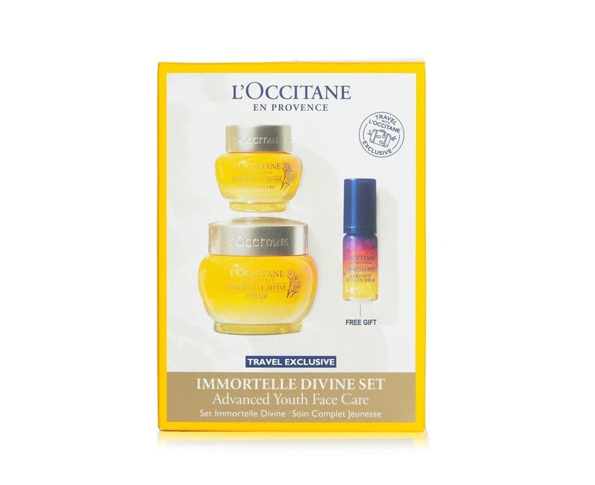 L'Occitane Immortelle Divine Set: Cream 50ml + Eye Balm 15ml + Overnight Reset OilInSerum 5ml 3pcs