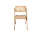 Levede Foldable Single Deck Chair Solid Wood Rubberwood Rattan Lounge Seat