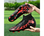 Men Boys Soccer Shoes TF/FG Football Boots High Ankle Kids Cleats Training Sport Sneakers -Black