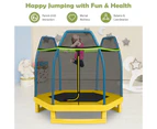 Costway 7FT Trampoline Kids Trampolines w/Spring Mat Safety Enclosure Net Indoor Outdoor Toys Fun Gift Green