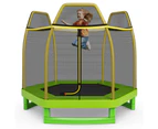 Costway 7FT Trampoline Kids Trampolines w/Spring Mat Safety Enclosure Net Indoor Outdoor Toys Fun Gift Yellow