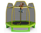 Costway 7FT Trampoline Kids Trampolines w/Spring Mat security Enclosure Net Indoor Outdoor Toys Fun Gift Yellow