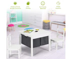 Giantex 2-in-1 Kids Activity Table & Chairs Set Building Blocks Table Kids Writing Desk w/2 Storage Drawers, White