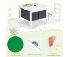 Giantex 2-in-1 Kids Activity Table & Chairs Set Building Blocks Table Kids Writing Desk w/2 Storage Drawers, White