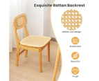 Giantex 2x Rattan Dining Chairs Kitchen Dining Chairs w/Rattan Backrest & Wood Frame Mid Century Accent Chairs