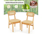 Giantex 2x Rattan Dining Chairs Kitchen Dining Chairs w/Rattan Backrest & Wood Frame Mid Century Accent Chairs