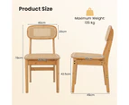 Giantex 2x Rattan Dining Chairs Kitchen Dining Chairs w/Rattan Backrest & Wood Frame Mid Century Accent Chairs