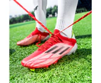 Men Boys Soccer Shoes TF/FG Football Boots High Ankle Kids Cleats Training Sport Sneakers -Red