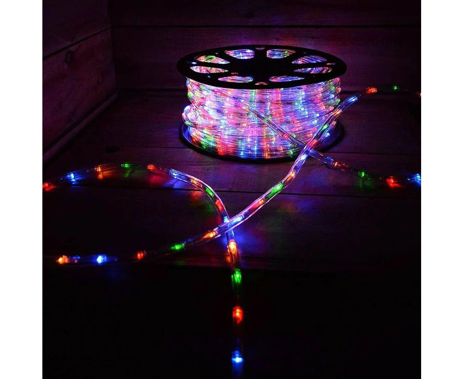 Christmas Decoration 50m Single Length LED Multi-Colour Rope Light 8 Functions Outdoor Display