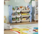 Kids Toy Storage Organizer with 9 Plastic Bins Children Bookshelf Storage Blue