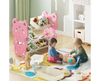 Kids Toy Storage Organizer with 9 Plastic Bins Children Bookshelf Storage Pink