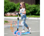 Kids Scooter 3 Wheel Toddler Toys 4 Adjustable Height with LED Flashing Light & Music for Ages 3-12 Girls Boys Blue