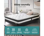 Dreamz Double Cooling Mattress Pocket Spring Euro Top Bed Foam 5 Zone 25cm - Black,White