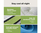 Dreamz Kingsingle Cooling Mattress Pocket Spring Euro Top Bed Foam 7 Zone 30cm - White,grey,green