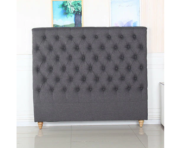 Bed Head King Size French Provincial Headboard Upholsterd Fabric Charcoal