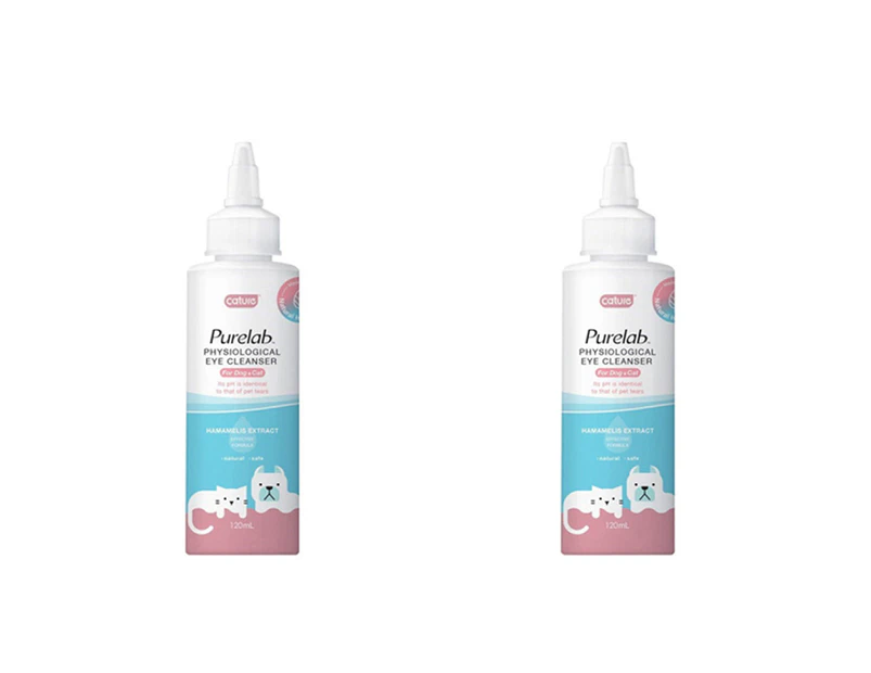2x Cature Purelab Pet Cat/Dog 120ml Eye/Eyelid Cleanser/Grooming Cleaner White