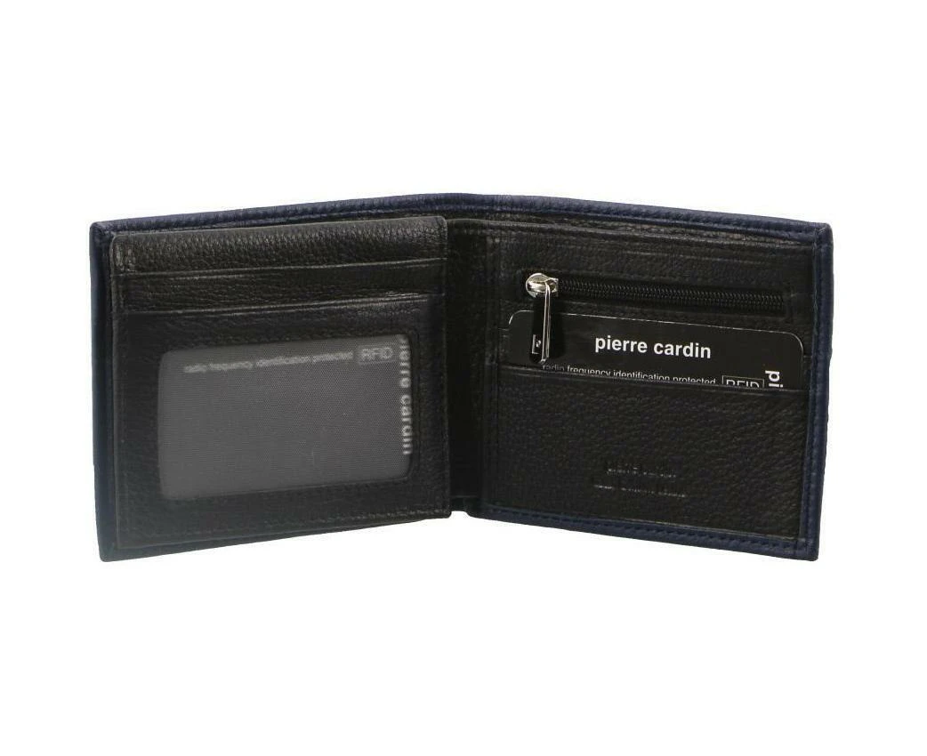 Pierre Cardin Mens Wallet RFID Blocking Genuine Italian Leather - Black