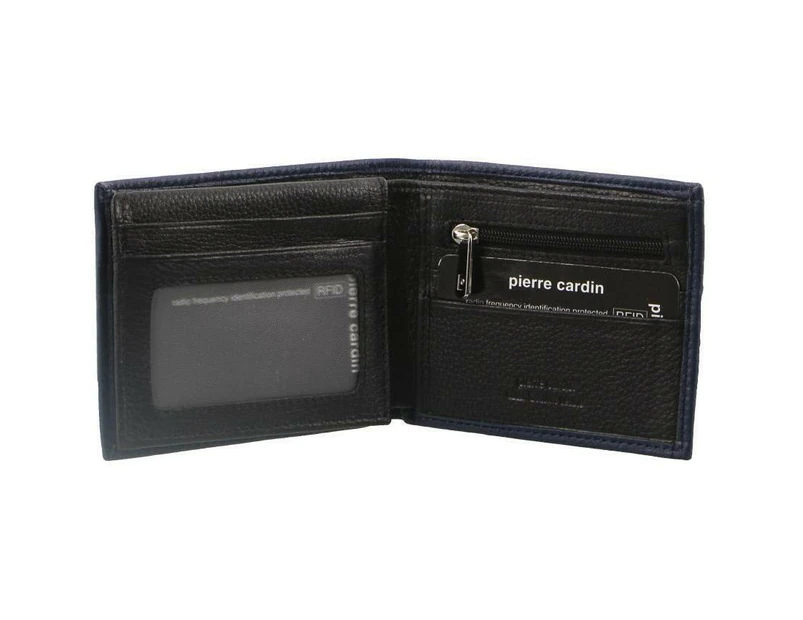 Pierre Cardin Mens Wallet RFID Blocking Genuine Italian Leather - Black