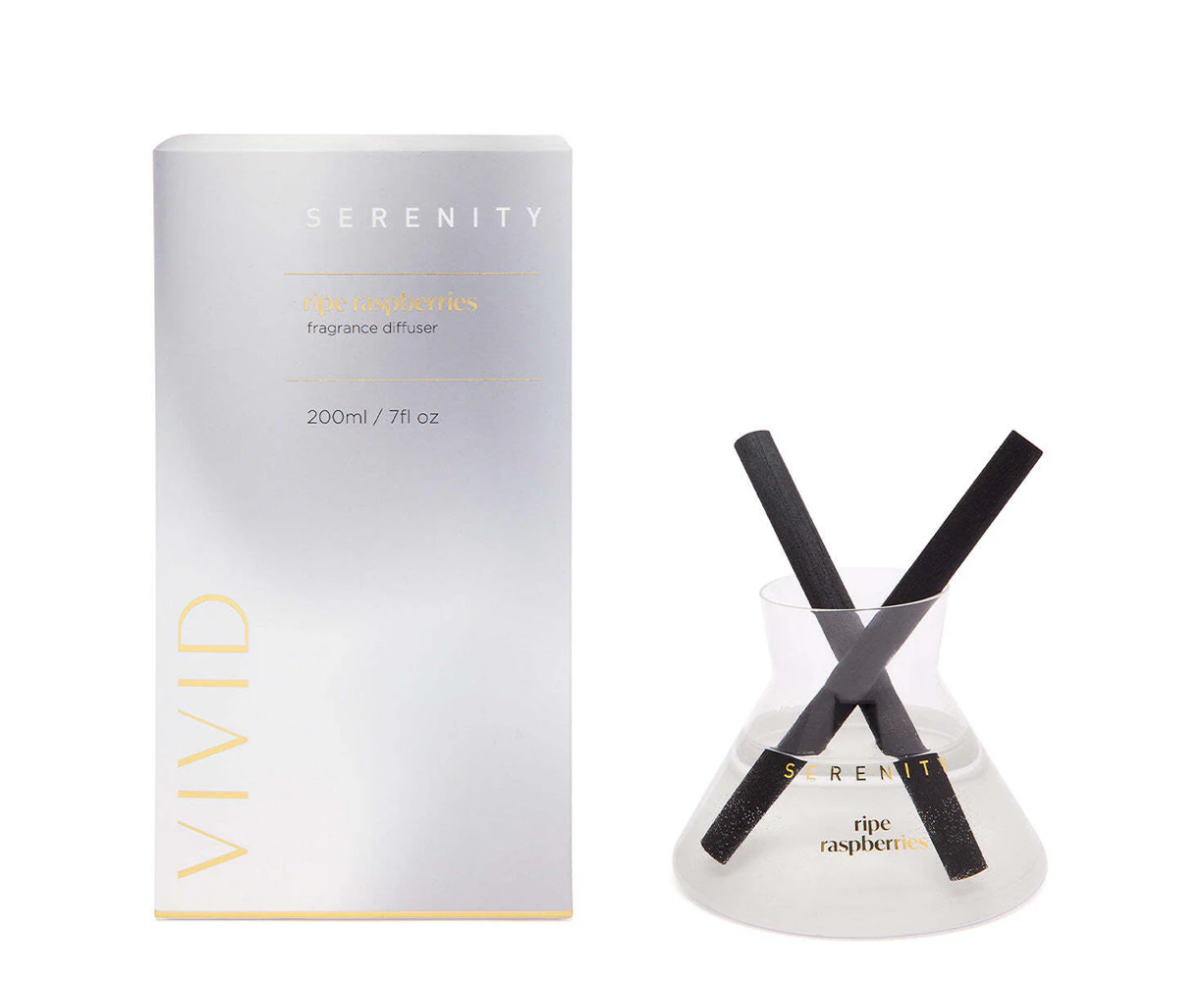 Serenity Vivid 200ml Reed Diffuser Scented Home Fragrance/Aroma Ripe Raspberries