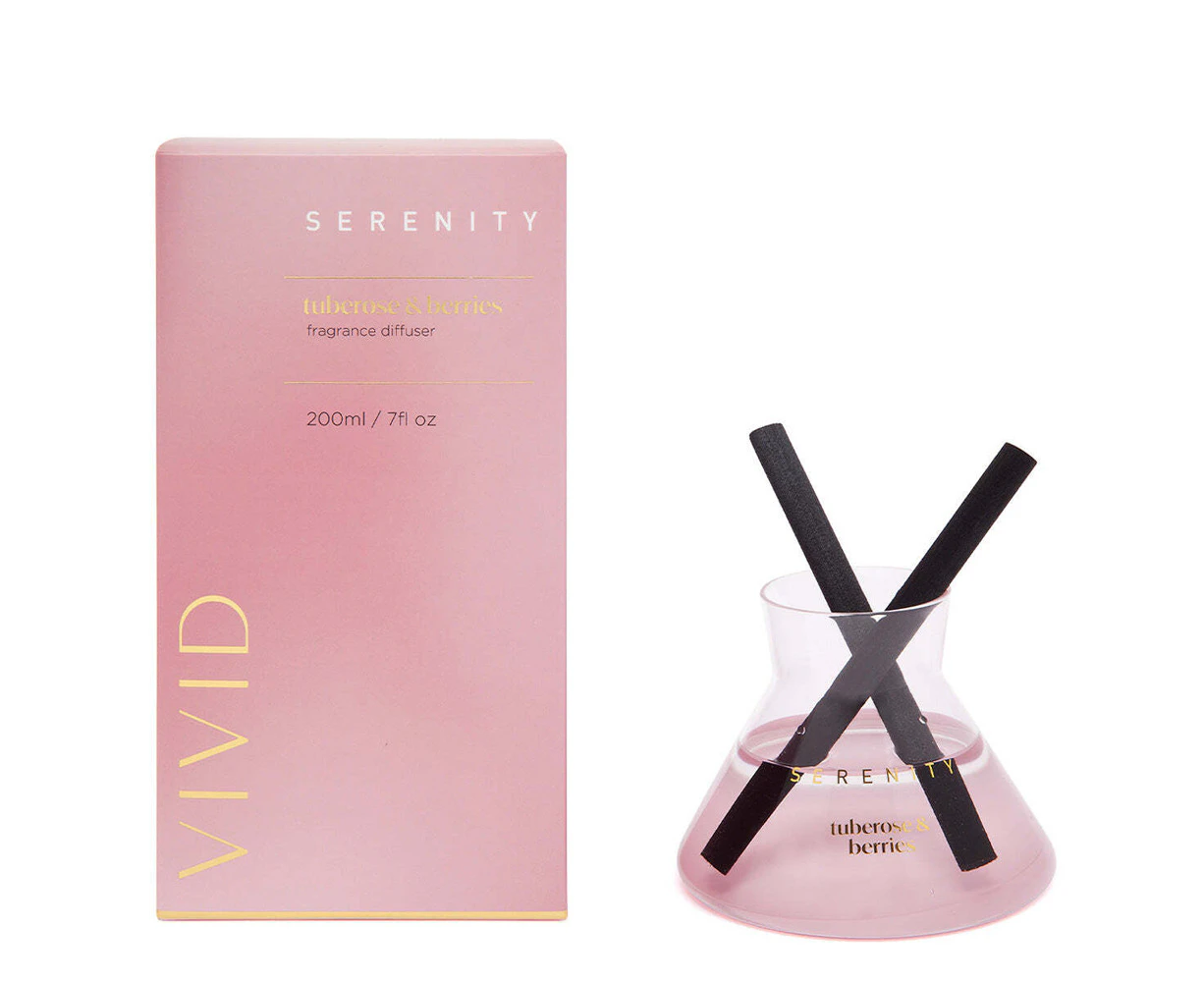 Serenity Vivid 200ml Reed Diffuser Scented Home Fragrance Tuberose & Berries