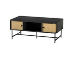 Artiss Coffee Table Sliding Drawer Door Black Boris