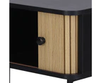 Artiss Coffee Table Sliding Drawer Door Black Boris