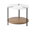 Artiss Coffee Table Side Table Round White Cedric