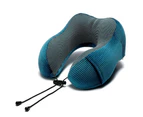 Memory Foam Neck Pillow with 360 Degree Head Support Lightweight Comfort Travel Airplane Pillow-U-617 navy blue