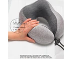 Memory Foam Travel Pillow with Removable and Washable Pillowcase - Essentials for Airplane Travel -ash