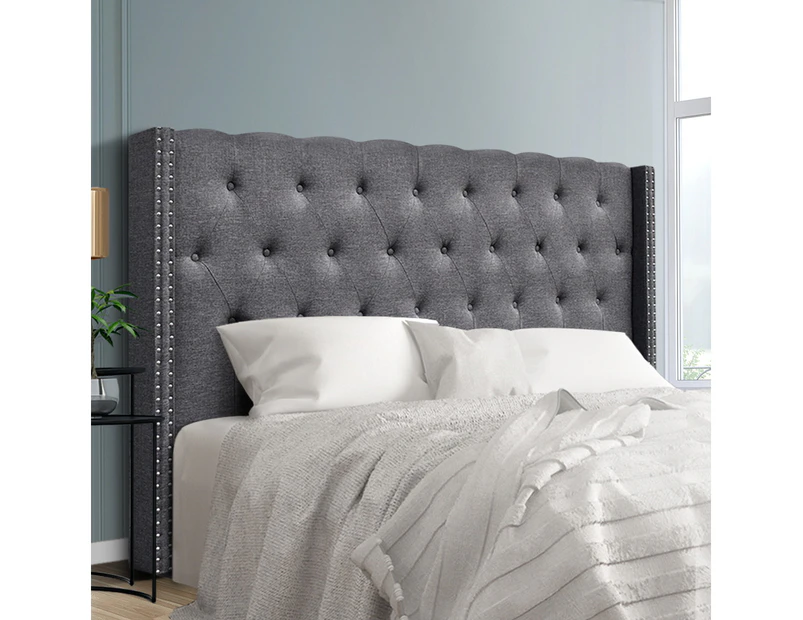 Artiss Bed Head King Size Fabric - LUCA Grey