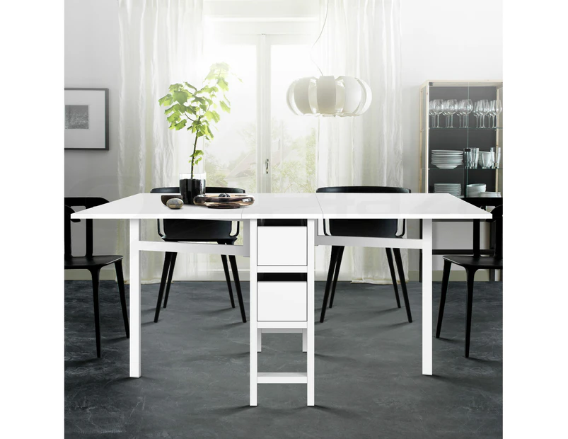 Artiss Dining Table Rectangular Extendable White