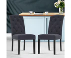 Artiss Dining Chairs Set of 2 Linen Parsons Chair Dark Grey