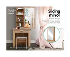 Artiss Dressing Table Stool Set Sliding Mirror Oak Demi