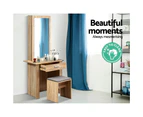 Artiss Dressing Table Stool Set Sliding Mirror Oak Demi