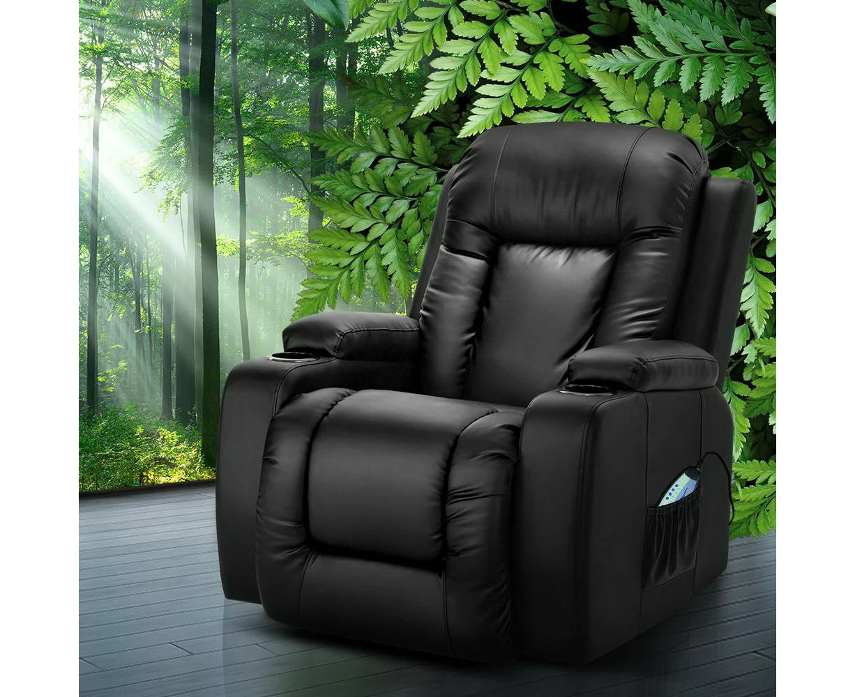 Artiss Recliner Chair Electric Heated Massage Chairs Faux Leather Cabin