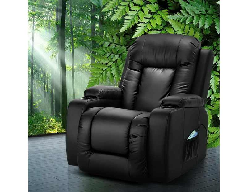 Artiss Recliner Chair Electric Heated Massage Chairs Faux Leather Cabin