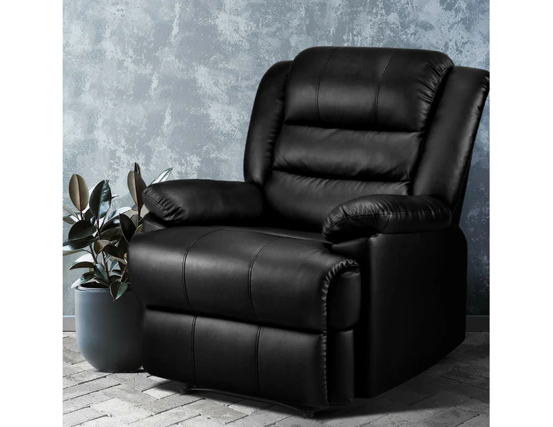 Artiss Recliner Chair Leather Black Cissy