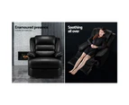 Artiss Recliner Chair Leather Black Cissy