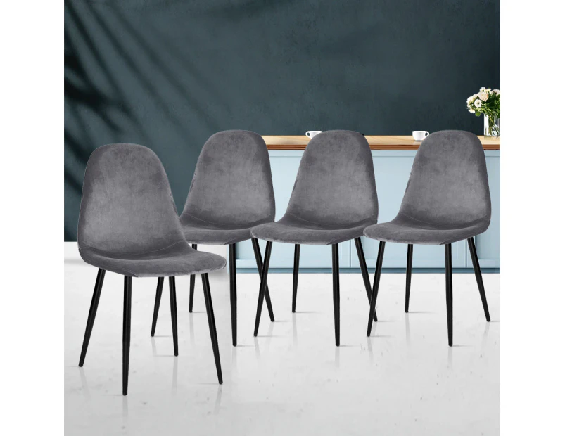 Artiss Dining Chairs Set of 4 Velvet Curved Slope Grey