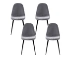Artiss Dining Chairs Grey Velvet Set of 4 Nova