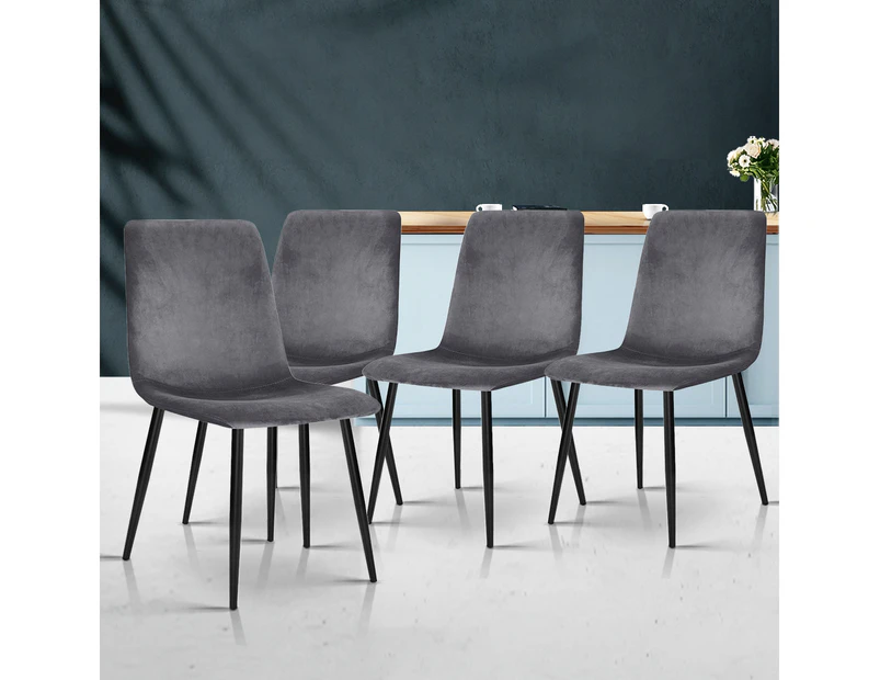 Artiss Dining Chairs Grey Velvet Set of 4 Lindsay