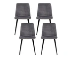 Artiss Dining Chairs Set of 4 Velvet Horizontal Slope Grey