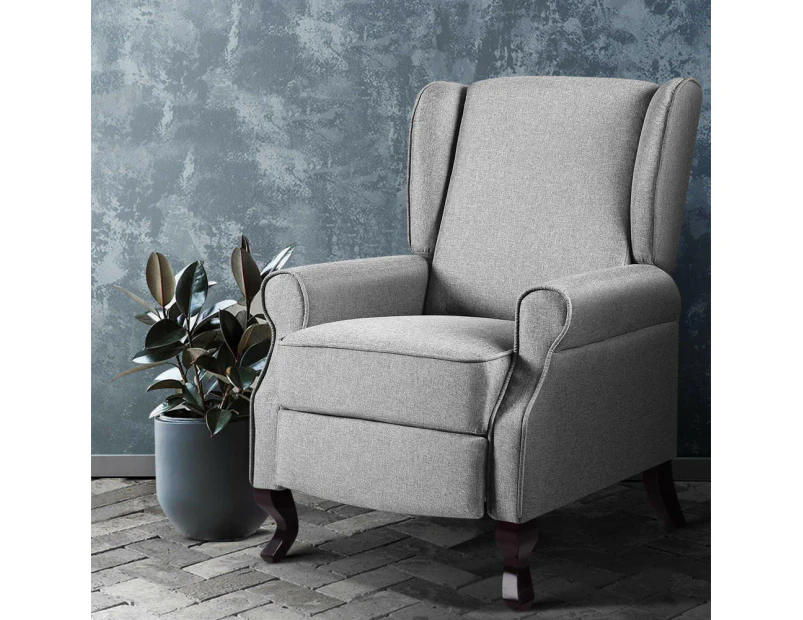 Artiss Recliner Armchair Grey Fabric Domini